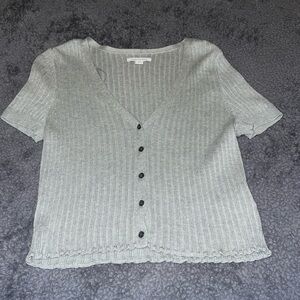 American Eagle Outfitters Gray Ribbed Crop Top